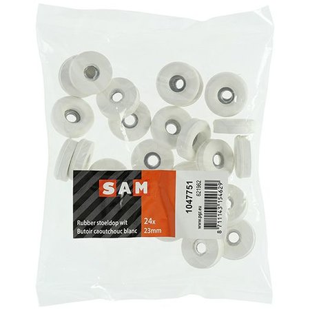 SAM Stoeldop Rubber 23mm Wit (24 St.)