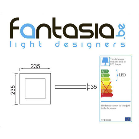 Fantasia Fluke Plafond Lamp Vierkant Wit 18W