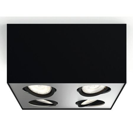 Philips Plafondspot Box 4x4,5W LED Dimbaar Zwart