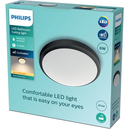 PHILIPS Badkamerlamp Doris LED 6W Zwart Ø22cm