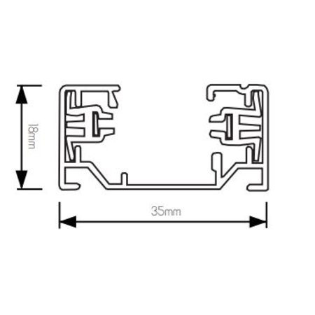 FANTASIA Track 2-fase Profiel Lengte 1930mm - 35mm x 18mm - Zwart