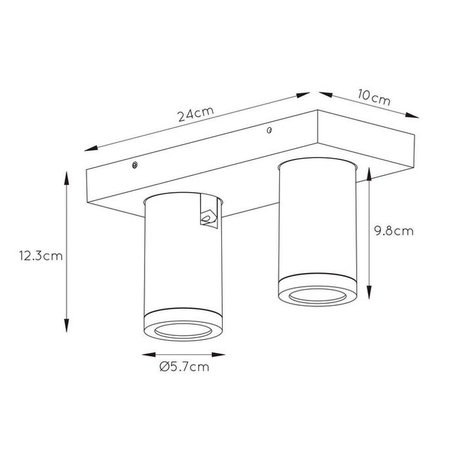 LUCIDE Plafondspot Taylor LED Dim to warm - GU10 - 2x5W Warm Licht - Zwart