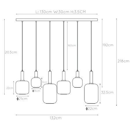 LUCIDE Hanglamp Joanet 6xE27 - Fumé