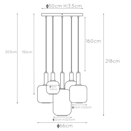 LUCIDE Hanglamp Joanet- Ø71cm - 5xE27 - Fumé