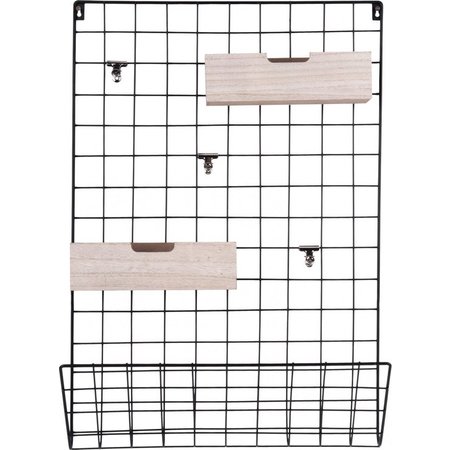 PRESENT TIME Memo Rack Grid, 66x45cm Staal Zwart