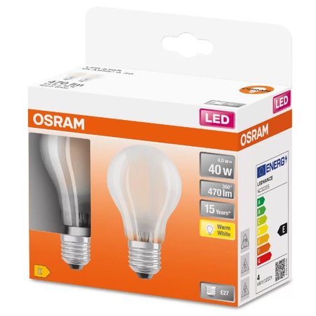 OSRAM LED Peerlamp - E27 - 4W - Warm Wit Licht - 2 Stuks