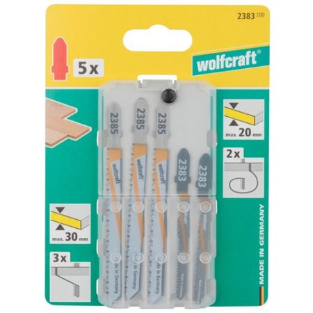 WOLFCRAFT Set Decoupeerzaagbladen 5-Delig, T-schacht, Hout met Spijkers en Kunststof