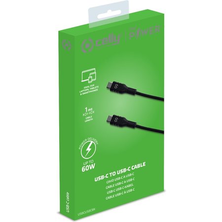 CELLY Power Delivery Kabel 60W USB-C > USB-C, 1 Meter