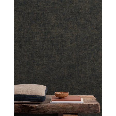 DUTCH WALLCOVERINGS Behangpapier Textured Touch Uni Black/Gold - TT10019