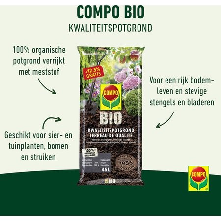 COMPO Bio Kwaliteitspotgrond, 40L + 12.5L Gratis