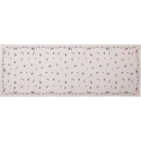 CLAYRE & EEF Tafelloper Beige Blauw Katoen Rechthoek Kip en Haan, 50x140 cm