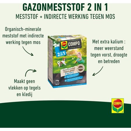 COMPO Gazonmeststof 2 in 1, 3KG