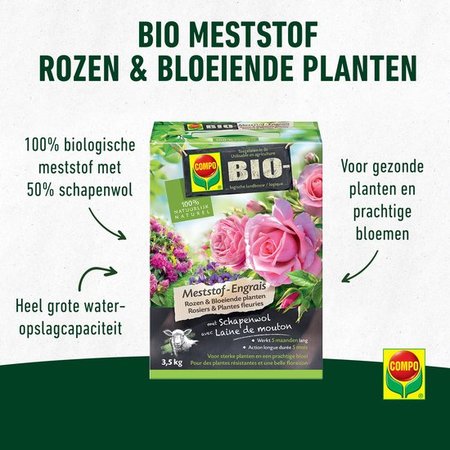 COMPO Bio Meststof Rozen & Bloeiende Planten, 3,5KG