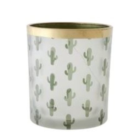 COSY @ HOME Theelichtglas Cactus, Groen/Goudkleurig, D9xh10cm