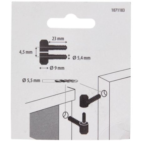 MACK Meubel Inboorpaumellen, Zwart, Ø 9 X 23 mm, 2 Stuks