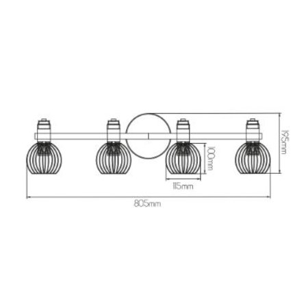 RAGA Plafondlicht Balk 4x Zwart/Brons