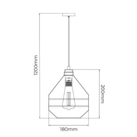 JOTI Pendel 1x E27 Ø18cm Zwart + Koperkleurig