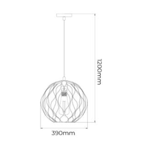 ONDA Pendel 1x E27 Ø39cm Zwart + Geborsteld Goudkleurig