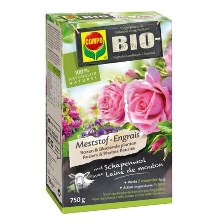 COMPO Meststof Bio Rozen & Bloeiende Planten, 750 g