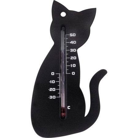 NATURE Wandthermometer Kat Zwart, 15cm