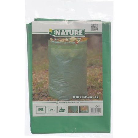 NATURE Tuinafvalzak 100L, Groen, 3 Stuks