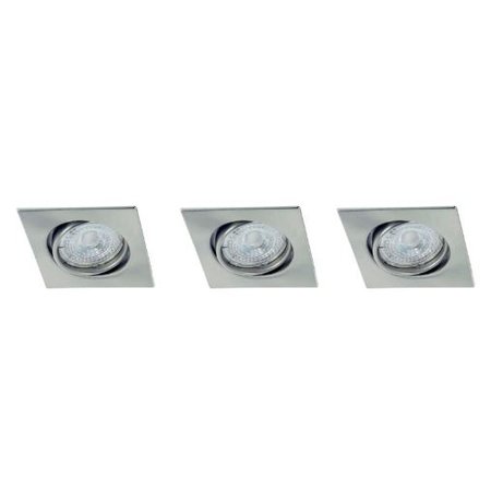 PROLIGHT LED Inbouwspot Vierkant GU10 3W Kantelbaar Nikkel, 3 Stuks