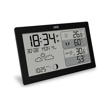 ADE Digitaal Weerstation - 22,5x14,5xh3,3cm Draadloze Sensor - Incl. Batterijen