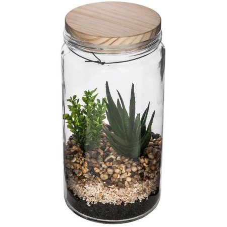 ATMOSPHERA Terrarium met Kunstmatige Plant en Deksel H22cm