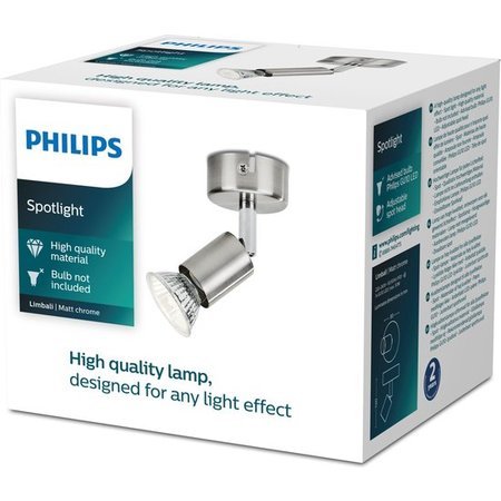 PHILIPS Essentials Limbali Wandspot, GU10, 50W, Mat Chroom