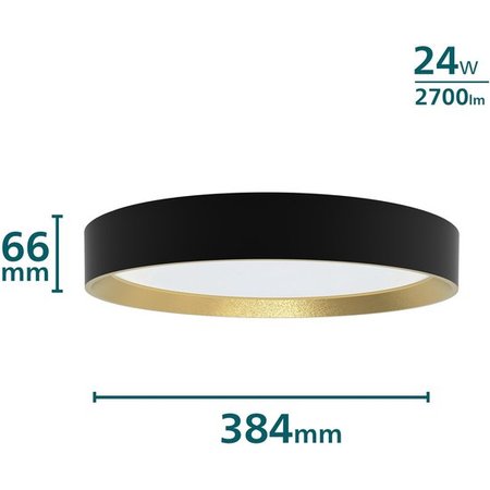 PHILIPS Plafondlamp 'Hanno' - LED Rond 24W Zwart/Goudkleurig