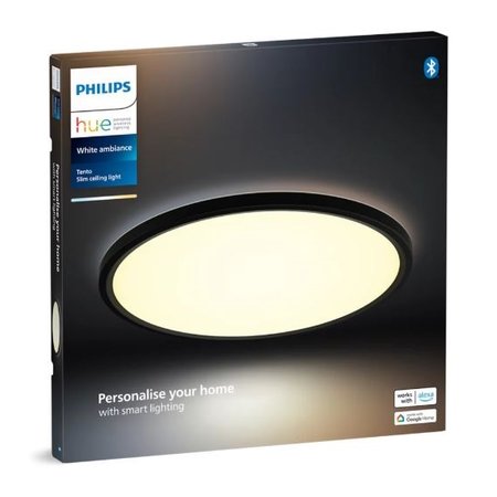 PHILIPS Hue Tento White Ambiance LED Plafondlamp, 22W, Zwart, Ø 29 cm