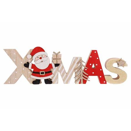 COSY @ HOME Letterdeco Xmas - Rood Wit - 30x25xh9cm - Hout