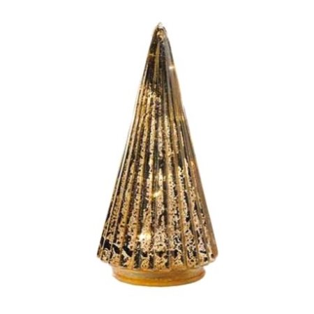 COSY @ HOME Kerstboom Lines Antique Led - Excl. 3xaaa Batt - 8x8xh19,5cm - Glas