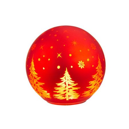 COSY @ HOME Lamp Xmas Led Ball - Rood D15cm Glas - Exclusief 3 Aa Batterijen