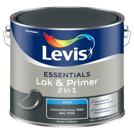 LEVIS Essentials Lak en Primer Zijdeglans - 2,5l - Anthracite Grey