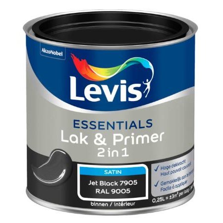 LEVIS Essentials Lak en Primer Zijdeglans - 0,25l - Jet Black