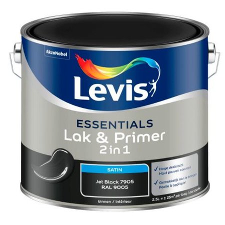 LEVIS Essentials Lak en Primer Zijdeglans - 2,5l - Jet Black