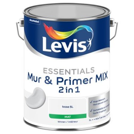 LEVIS Essentials Mur & Primer Base White, Mat, 5L