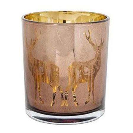 COSY @ HOME Theelichthouder Deer Mirror, Cognackleur, 7x7xh8cm, Glas