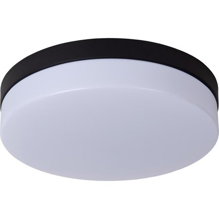 LUCIDE Plafondlamp 'Biskit' - Ø28 cm - LED 1x18W 2700K - IP44 - Beweging & dag/nacht sensor - Zwart