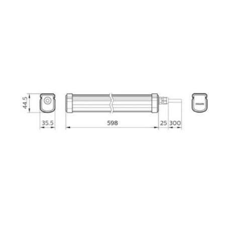 PHILIPS LED-Lichtbalk ProjectLine Waterproof, 60 cm, Natuurlijk Wit Licht, 4000 K, 1700 lm, Grijs