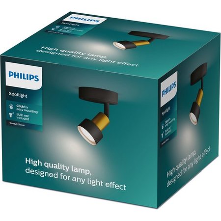 PHILIPS Conduit Plafond-/Wandspot - Zwart en Goudkleurig - GU10 LED