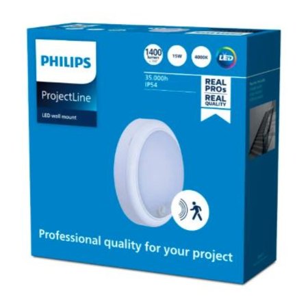 PHILIPS Wandlamp LED 'ProjectLine' - Rons 15W met Bewegingssensor, Wit