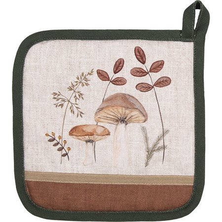 CLAYRE & EEF Pannenlap Paddenstoelen, 20x20cm, Beige Katoen