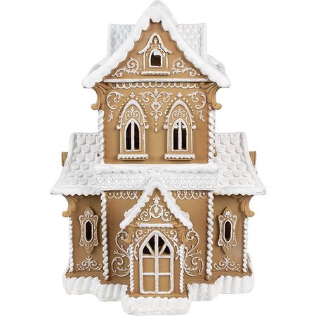 CLAYRE & EEF Peperkoekhuisje Gingerbread met LED, 28x21x37cm, Bruin Kunststof