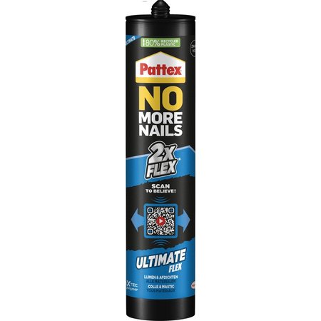 PATTEX No More Nails Ultimate Flex Montagelijm, 390 g, Zwart