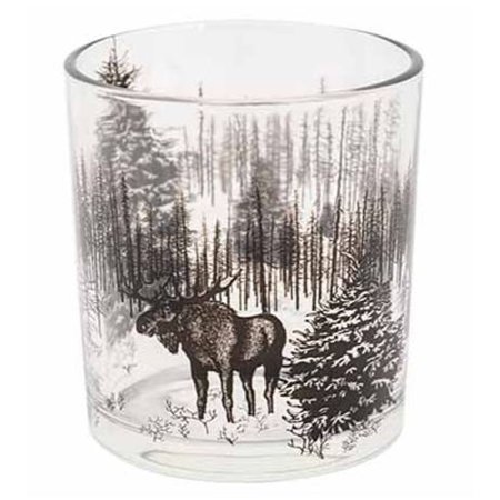 COSY & HOME Theelichthouder 'Forest Moose' - Zwart Transparant - 7xh8cm Glas