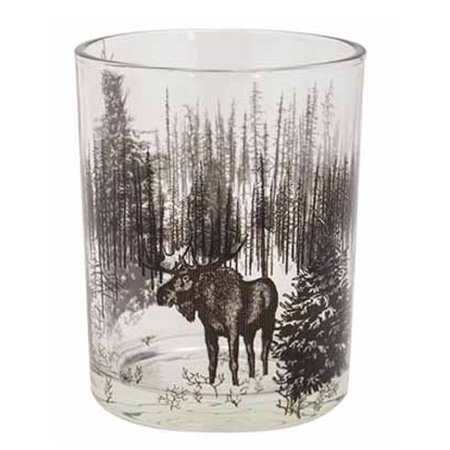 COSY & HOME Theelichthouder 'Forest Moose' - Zwart Transparant - 10xh13cm Glas