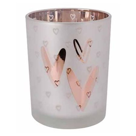 COSY & HOME Theelichthouder 'Rose Gold Hearts' - 10xh12,5cm Glas