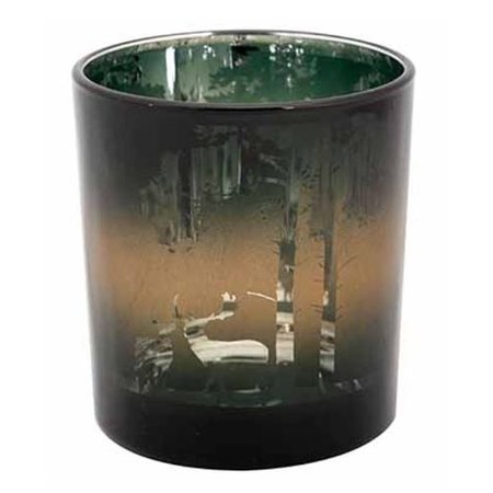 COSY & HOME Theelichthouder 'Forest Electroplated' - Groen - 7xh8cm Glas